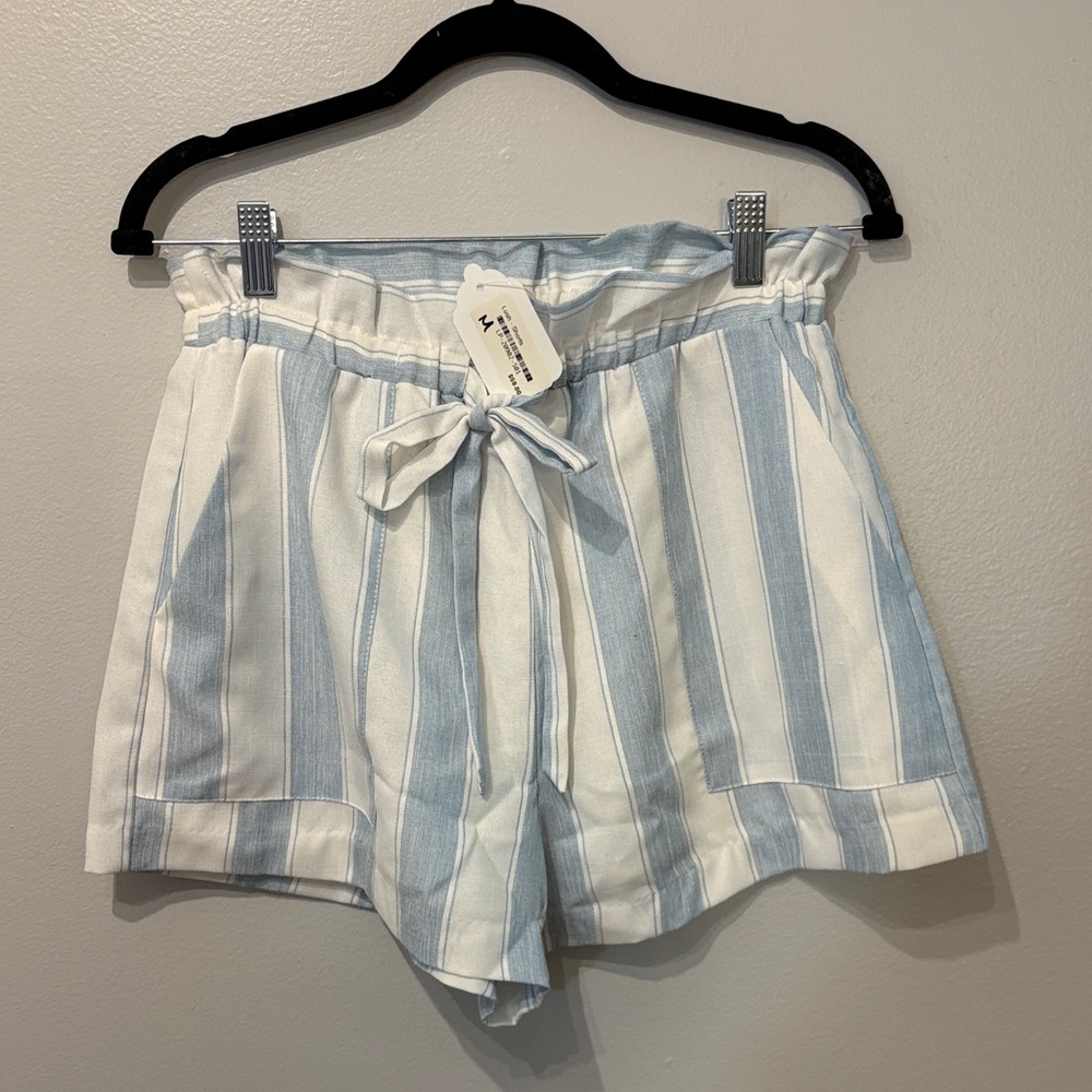 Lush High Waist Blue and White Striped Shorts
